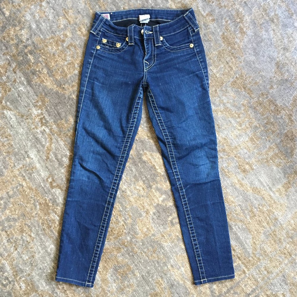 True Religion Halle Skinny Gold Metal Tag Jeans 25 - Picture 2 of 8